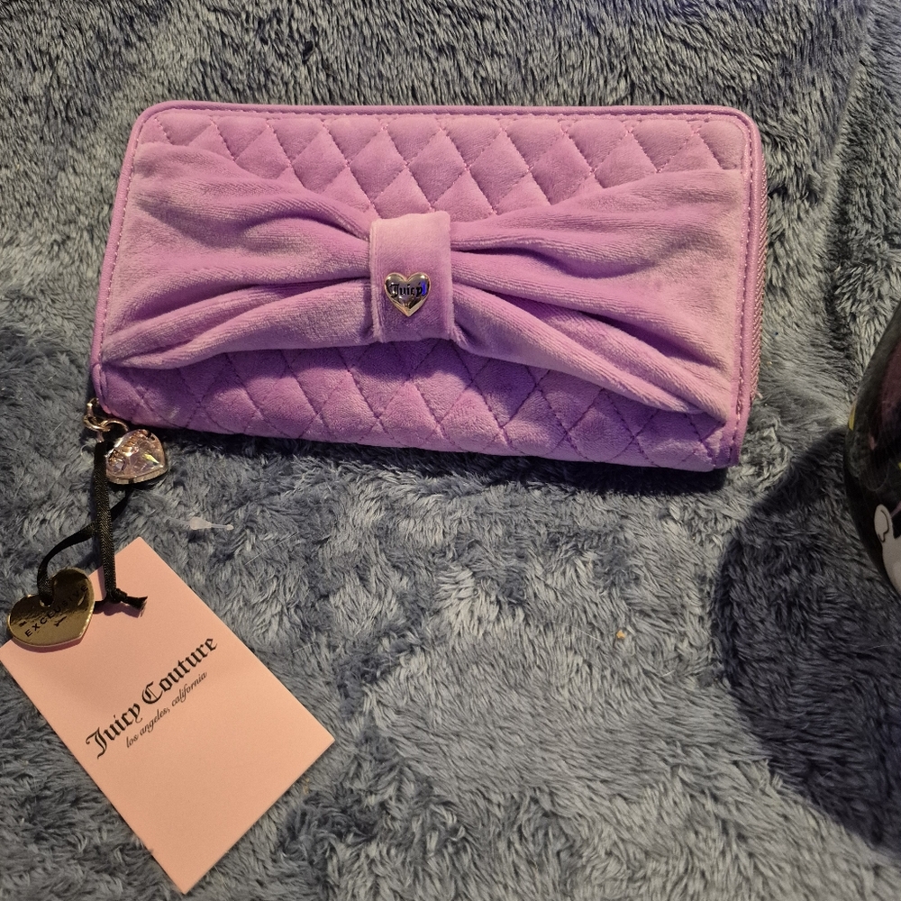 NWT Juicy Couture "Violet Tulle" Velour Quilted Women's Wallet